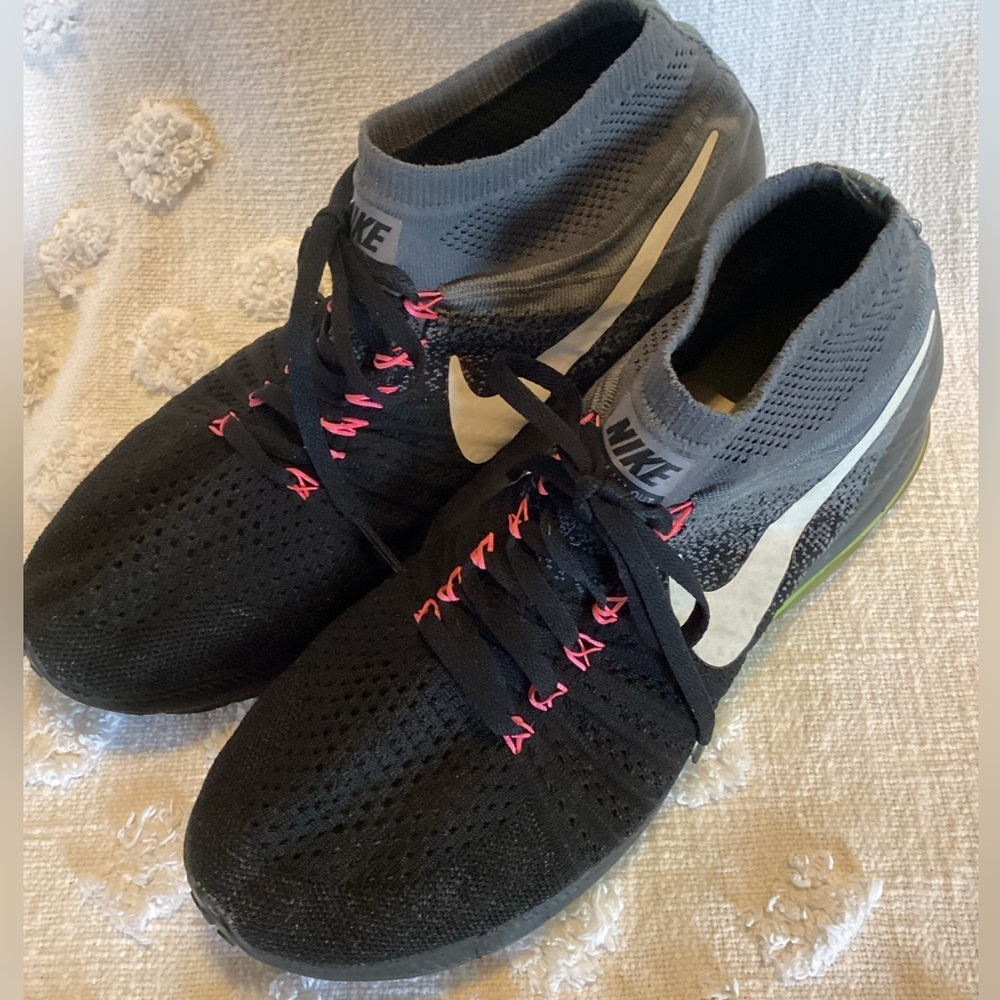 Nike Zoom All-Out Flyknit 'Black/White/Volt' Athletic Running Men Size 10.5